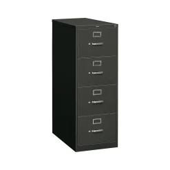 HON File Cabinets<310 Series 4-Drawer Vertical File Cabinet, Legal Size, Lockable, 52"H x 18.25"W x 26.5"D, Black (314CPP)