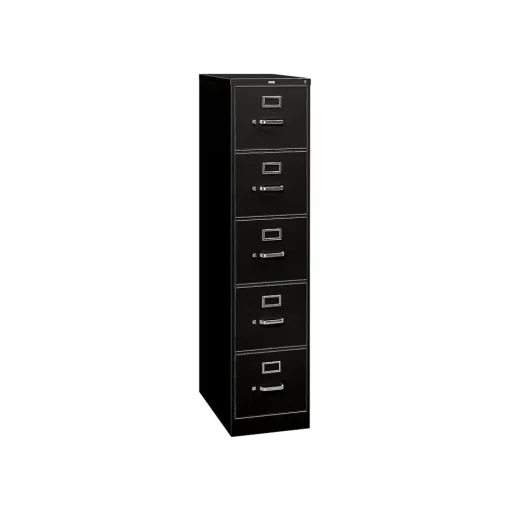 HON File Cabinets<310 Series 5-Drawer Vertical File Cabinet, Legal Size, Lockable, 60"H x 18.25"W x 26.5"D, Black (315CPP)