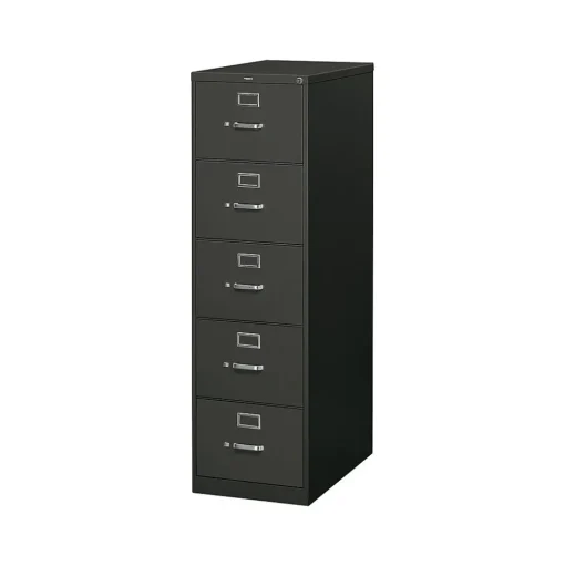HON File Cabinets<310 Series 5-Drawer Vertical File Cabinet, Legal Size, Lockable, 60"H x 18.25"W x 26.5"D, Black (315CPP)