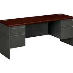 HON Computer Desks<® 38000 Series Steel Kneespace Credenza with Locks, Charcoal, 72"W x 24"D x 29 1/2"H