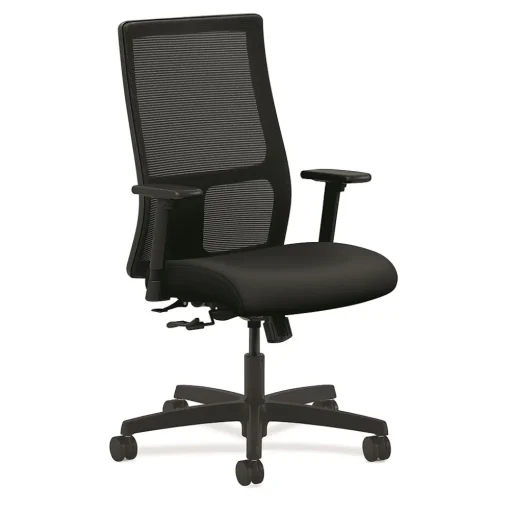 HON Office Chairs<® Ignition® Mesh Mid-Back Office/Computer Chair, Adjustable Arms, Contourett Polyurethane Black