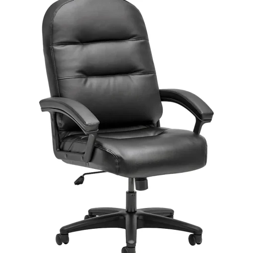 HON Office Chairs<Leather Executive Chair, Fixed Arms, Black (2095HPWST11T)