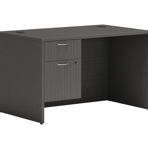 HON Computer Desks<Mod 48"W Single Hanging Pedestal Desk, Slate Teak (HLPLDS48HBFSL1)