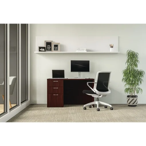 HON Computer Desks<Mod 48"W Single-Pedestal Desk, (HLPLDS4830BBFTM1)
