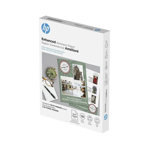 HP Multipurpose Paper<Enhanced Business Inkjet 8.5" x 11" Multipurpose Paper, 40 lbs., 150 Sheets/Pack (9ZE20A)