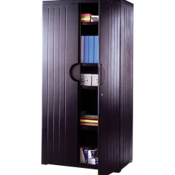 ICEBERG Storage Cabinets<® Officeworks® Polyethylene Storage Cabinet, Non-Assembled, 72Hx36Wx22D", Black