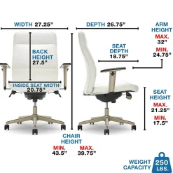 La-Z-Boy Office Chairs<Baylor Ergonomic Faux Leather Swivel Executive Chair, White (CHR10085A)