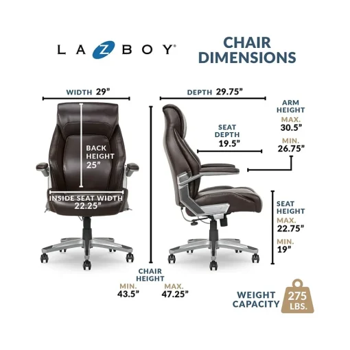 La-Z-Boy Ergonomic Chairs<Meyer Ergonomic Bonded Leather Swivel Executive Chair, (60082-BRN)