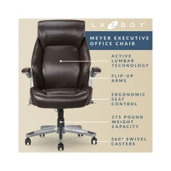 La-Z-Boy Ergonomic Chairs<Meyer Ergonomic Bonded Leather Swivel Executive Chair, (60082-BRN)
