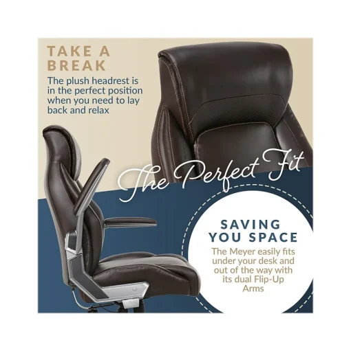 La-Z-Boy Ergonomic Chairs<Meyer Ergonomic Bonded Leather Swivel Executive Chair, (60082-BRN)