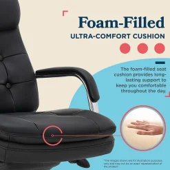 La-Z-Boy Office Chairs<Sonata Ergonomic Bonded Leather Swivel Executive Chair, Black and Chrome (CCHR10014D)