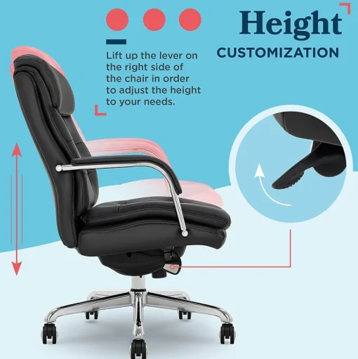 La-Z-Boy Office Chairs<Sonata Ergonomic Bonded Leather Swivel Executive Chair, Black and Chrome (CCHR10014D)