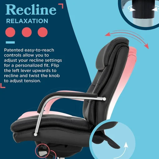 La-Z-Boy Office Chairs<Sonata Ergonomic Bonded Leather Swivel Executive Chair, Black and Chrome (CCHR10014D)