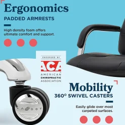 La-Z-Boy Office Chairs<Sonata Ergonomic Bonded Leather Swivel Executive Chair, Black and Chrome (CCHR10014D)