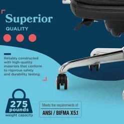 La-Z-Boy Office Chairs<Sonata Ergonomic Bonded Leather Swivel Executive Chair, Black and Chrome (CCHR10014D)