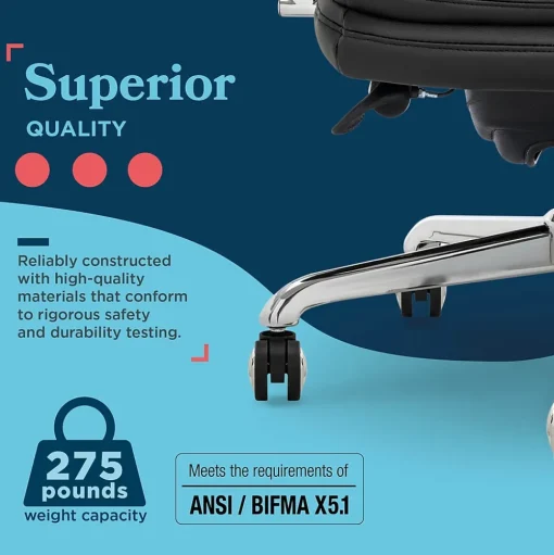 La-Z-Boy Office Chairs<Sonata Ergonomic Bonded Leather Swivel Executive Chair, Black and Chrome (CCHR10014D)