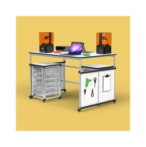 Luxor Standing Desks<32"-38"H Adjustable Standing Modular Makerspace and Science Lab Table, White (DTTB001)