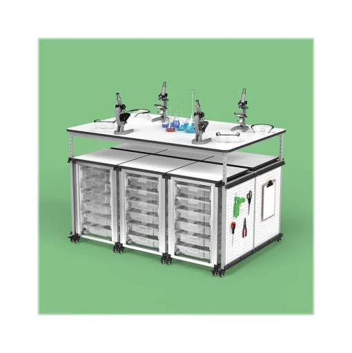 Luxor Standing Desks<32"-38"H Adjustable Standing Modular Makerspace and Science Lab Table, White (DTTB001)