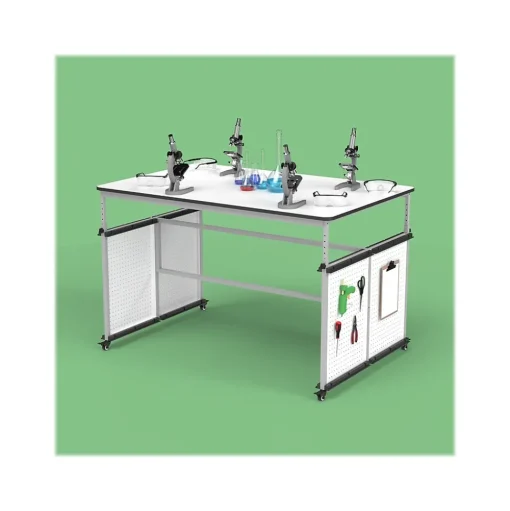 Luxor Standing Desks<32"-38"H Adjustable Standing Modular Makerspace and Science Lab Table, White (DTTB001)