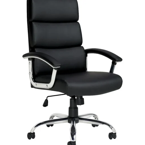Offices to go Office Chairs<Executive Chair, Luxhide Upholstery, Black, Seat: 21"W x 18"D, Back: 24"H x 19 1/2"W