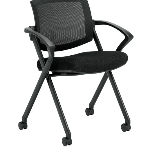 Offices to go Folding & Stacking<Mesh Flip Seat Nester with Arms, Black (OTG11340B)