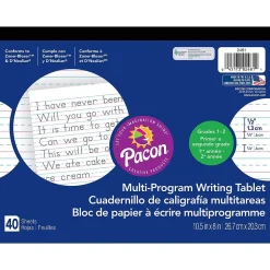 Pacon Classroom Paper<Zaner-Bloser D'Nealian™ Multi-Program Handwriting Tablet Paper, Grades 1st-2nd, 10-1/2" x 8"