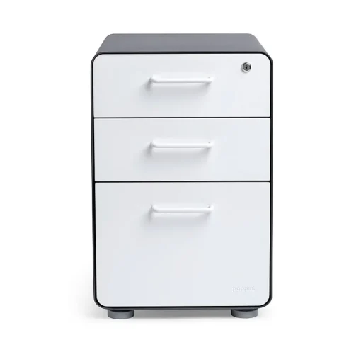 Poppin File Cabinets<, 3-Drawer File Cabinet, Charcoal + White (103539)
