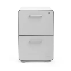 Poppin File Cabinets<, Stow 2-Drawer File Cabinet, White & Light Gray (101834)