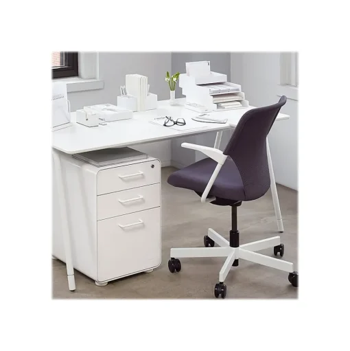 Poppin File Cabinets<Stow 3-Drawer Mobile Vertical File Cabinet, Letter/Legal Size, Lockable, 24"H x 15.75"W x 20"D, White (100425)