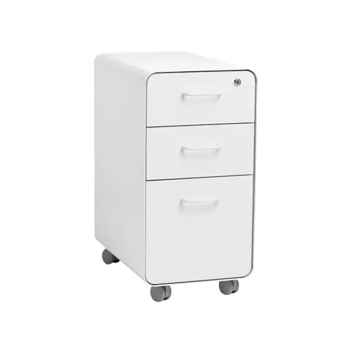Poppin File Cabinets<The Sort-It-Out 3-Drawer Mobile Vertical File Cabinet, Letter/Legal Size, Lockable, 25"H x 12.5"W x 20"D, White (104742)