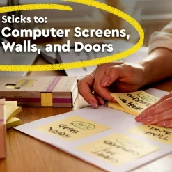 Post-it Post-It Notes<100% Recycled Paper Super Sticky Notes, 3" x 3", Canary Collection, 70 Sheets/Pad, 24 Pads/Pack (654R-24SSCY-CP)