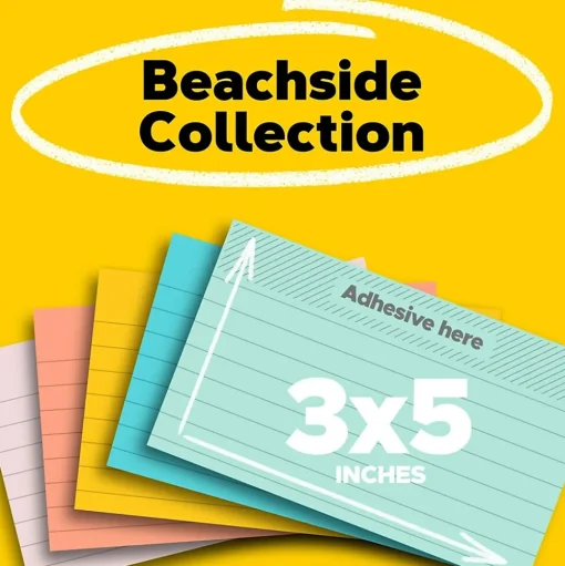 Post-it Post-It Notes<Notes, 3" x 5", Collection, 100 Sheet/Pad, 5 Pads/Pack (655AST)