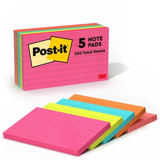 Post-it Post-It Notes<Notes, 3" x 5", Collection, Lined, 100 Sheet/Pad, 5 Pads/Pack (635-5AN)