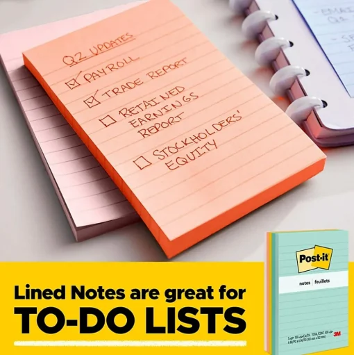 Post-it Post-It Notes<Notes, 3" x 5", Collection, Lined, 100 Sheet/Pad, 5 Pads/Pack (635-5AN)
