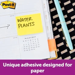 Post-it Post-It Notes<Recycled Notes, 1 3/8" x 1 7/8", Canary Collection, 100 Sheet/Pad, 12 Pads/Pack (653RPYW)