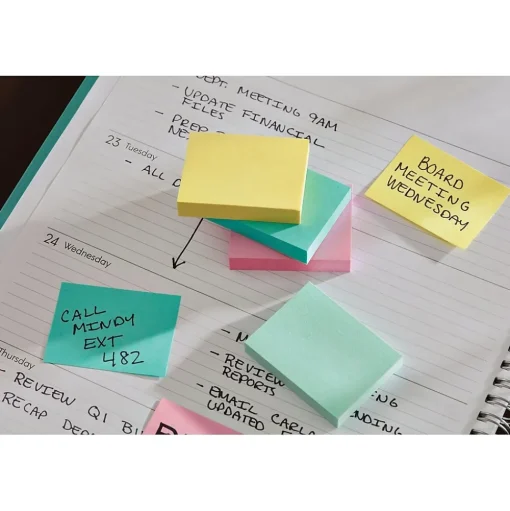 Post-it Post-It Notes<Recycled Notes, 1 3/8" x 1 7/8", Canary Collection, 100 Sheet/Pad, 12 Pads/Pack (653RPYW)