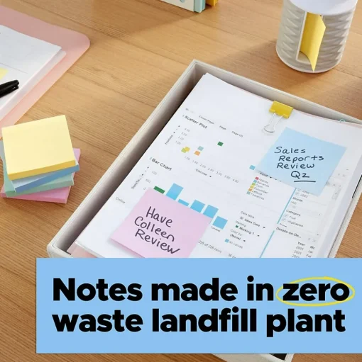 Post-it Post-It Notes<Recycled Super Sticky Notes, 4" x 6", Collection, 45 Sheet/Pad, 4 Pads/Pack (4621R-4SSNRP)