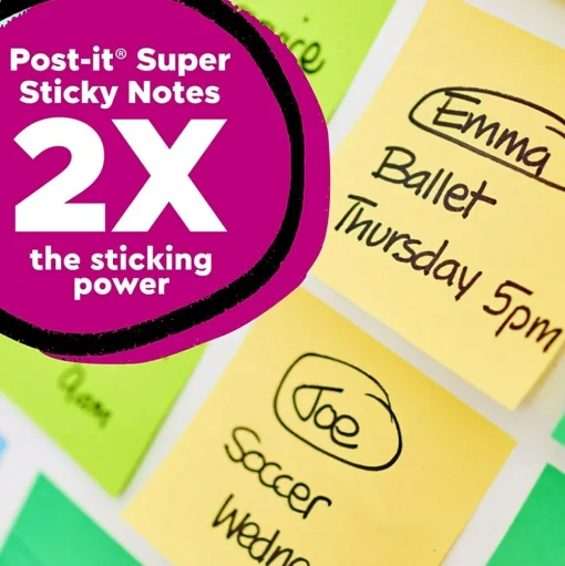 Post-it Post-It Notes<Recycled Super Sticky Notes, 3" x 3", Canary Collection, 70 Sheet/Pad, 5 Pads/Pack (654R-5SSCY)