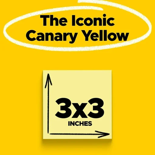Post-it Post-It Notes<Recycled Super Sticky Notes, 3" x 3", Canary Collection, 70 Sheet/Pad, 5 Pads/Pack (654R-5SSCY)