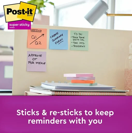 Post-it Post-It Notes<Recycled Super Sticky Notes, 3" x 3", Collection, 90 Sheet/Pad, 5 Pads/Pack (654-5SSNRP)