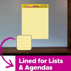 Post-it Easel Paper Pads<® Super Sticky Easel Pad, 25" x 30", Yellow with Lines, 30 Sheets/Pad (561)