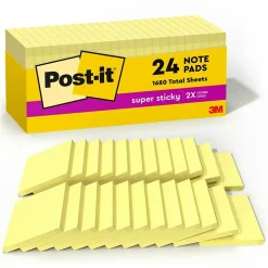Post-it Post-It Notes<Super Sticky Notes, 3" x 3", Canary Collection, 90 Sheet/Pad, 24 Pads/Pack (65424SSCP)