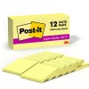 Post-it Post-It Notes<Super Sticky Notes, 3" x 3", Canary Collection, 90 Sheet/Pad, 12 Pads/Pack (65412SSCY)