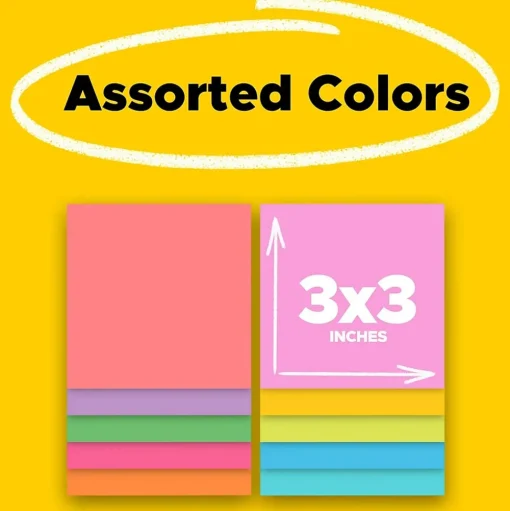 Post-it Post-It Notes<Super Sticky Notes, 3" x 3", Collection, 45 Sheet/Pad, 15 Pads/Pack (654-15SSMULTI2)