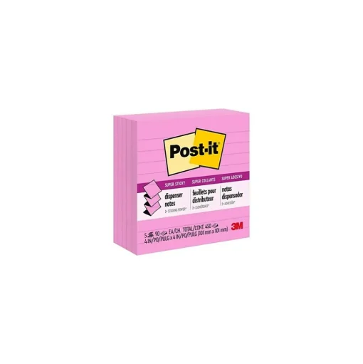 Post-it Post-It Notes<Super Sticky Notes, 4" x 4", Assorted Collection, Lined, 90 Sheet/Pad, 5 Pads/Pack (R440NPSS)