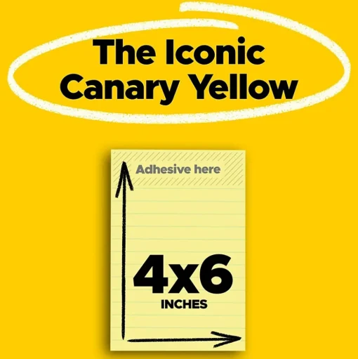 Post-it Post-It Notes<Super Sticky Notes, 4" x 6", Canary Collection, Lined, 90 Sheet/Pad, 3 Pads/Pack (660-3SSCY)