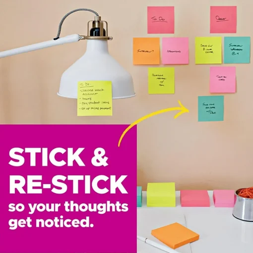 Post-it Post-It Notes<Super Sticky Notes, Assorted Sizes, Supernova Neons Collection, 45 Sheet/Pad, 4 Pads/Pack (4622-SSMIA)