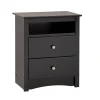 Prepac Storage Cabinets<™ 28" Sonoma Tall 2 Drawer Nightstand With Open Shelf, Black (BDC-2428)
