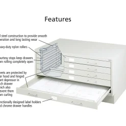 Safco File Cabinets<® Facil Steel Small Flat File, Light Gray