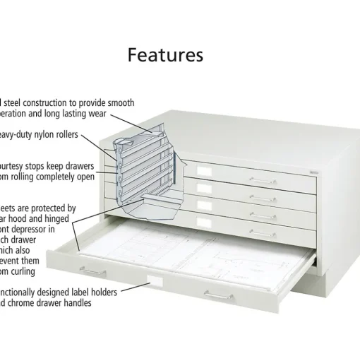 Safco File Cabinets<® Facil Steel Small Flat File, Light Gray